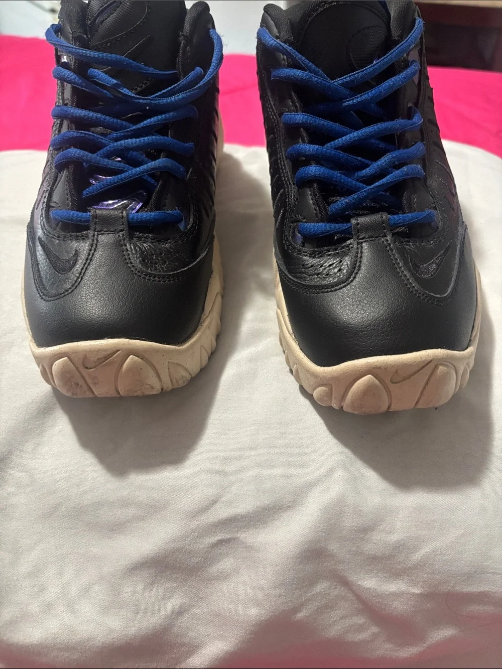 Nike Kids Black Sneakers with Blue Laces and Cream Soles